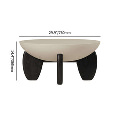 Modern Round Concrete Coffee Table with Wood Legs Dimensions