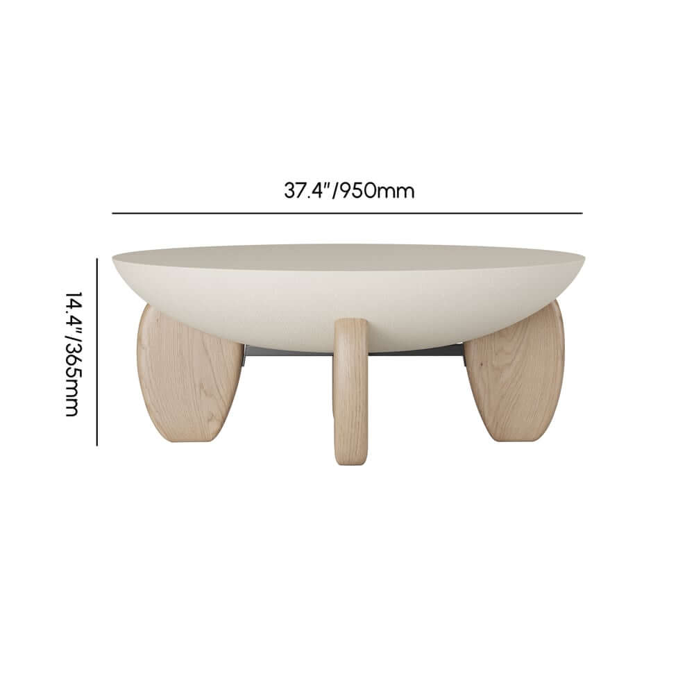 Modern Round Concrete Coffee Table with Wood Legs Dimensions