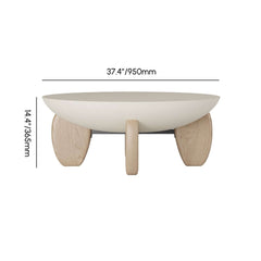 Modern Round Concrete Coffee Table with Wood Legs Dimensions