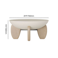 Modern Round Concrete Coffee Table with Wood Legs Dimensions