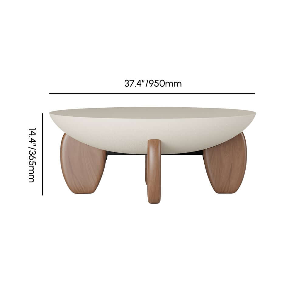 Modern Round Concrete Coffee Table with Wood Legs Dimensions