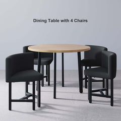 Modern Round Dining Set With Gray Velvet Chairs
