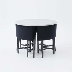 Modern Round Dining Set With Gray Velvet Chairs