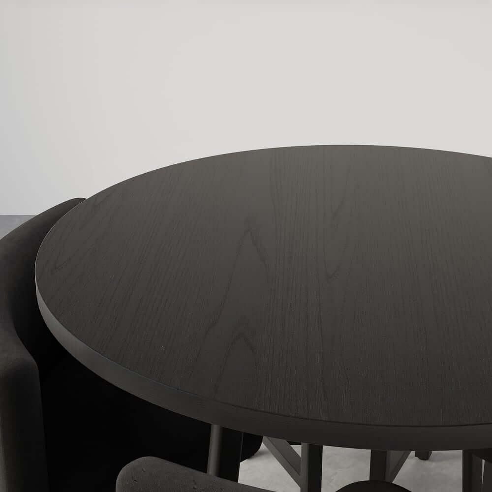 Modern Round Dining Set With Gray Velvet Chairs