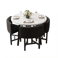 Modern Round Dining Set With Gray Velvet Chairs