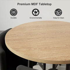 Modern Round Dining Set With Gray Velvet Chairs