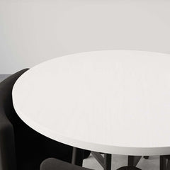 Modern Round Dining Set With Gray Velvet Chairs