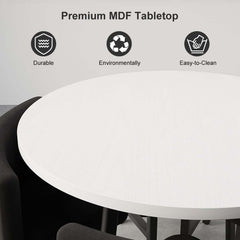Modern Round Dining Set With Gray Velvet Chairs
