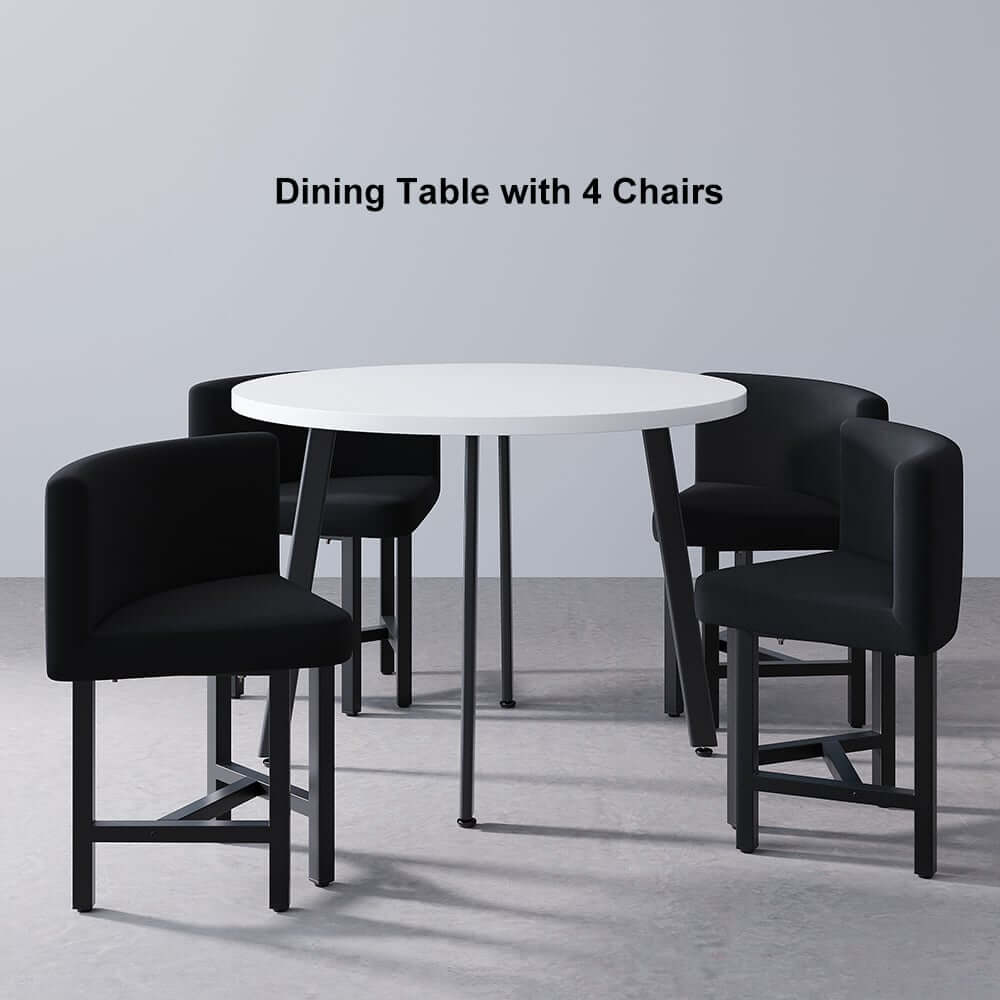 Modern Round Dining Set With Gray Velvet Chairs
