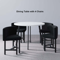 Modern Round Dining Set With Gray Velvet Chairs