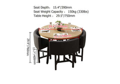 Modern Round Dining Set With Gray Velvet Chairs Dimensions