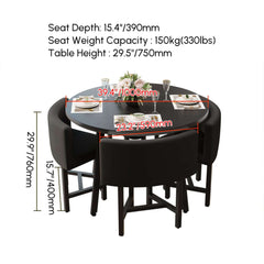 Modern Round Dining Set With Gray Velvet Chairs Dimensions