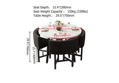 Modern Round Dining Set With Gray Velvet Chairs Dimensions