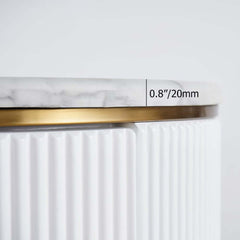 Modern Round Faux Marble End Table With 2 Drawers Dimensions