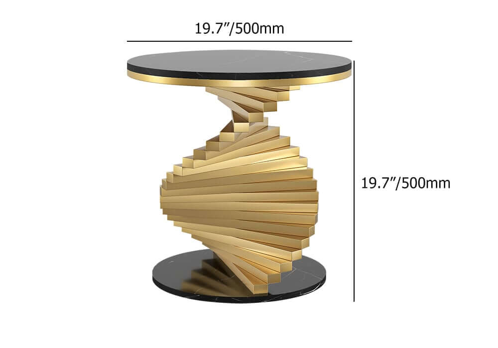 Modern Round Faux Marble End Table With Gold Pedestal Base Dimensions