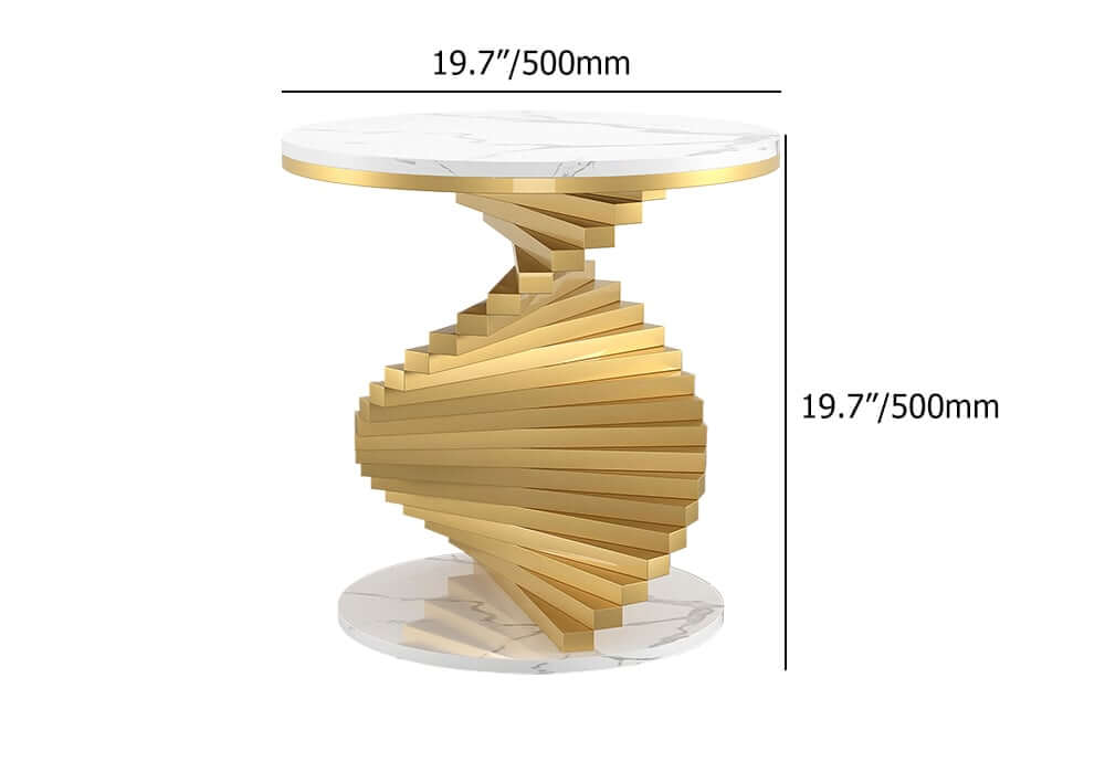 Modern Round Faux Marble End Table With Gold Pedestal Base Dimensions