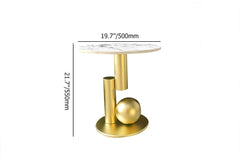 Modern Round Faux Marble End Table With Metal Pedestal Base Dimensions