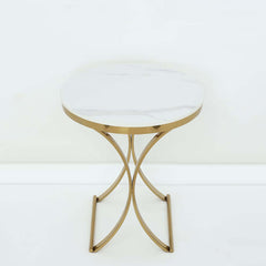 Modern Round Faux Marble Side Table With Gold Frame