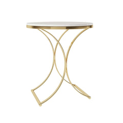 Modern Round Faux Marble Side Table With Gold Frame