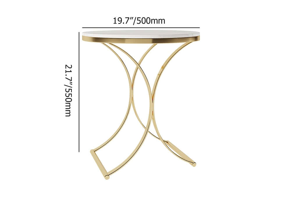 Modern Round Faux Marble Side Table With Gold Frame Dimensions