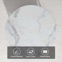 Modern Round Faux Marble Side Table With Gold Metal Frame