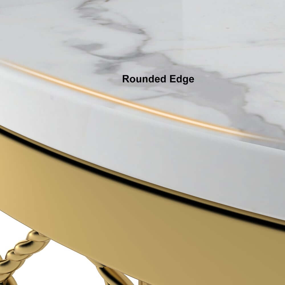 Modern Round Faux Marble Side Table With Gold Metal Frame