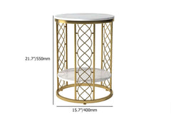 Modern Round Faux Marble Side Table With Gold Metal Frame Dimensions