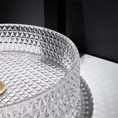 Modern Round Glass Vessel Sink in Black, Clear, and Gold