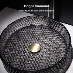 Modern Round Glass Vessel Sink in Black, Clear, and Gold