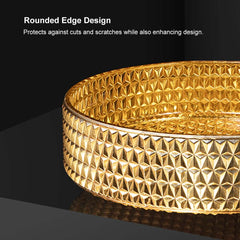 Modern Round Glass Vessel Sink in Black, Clear, and Gold
