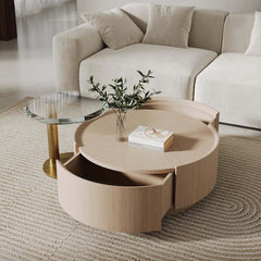 Modern Round Nesting Coffee Tables With Gold Base
