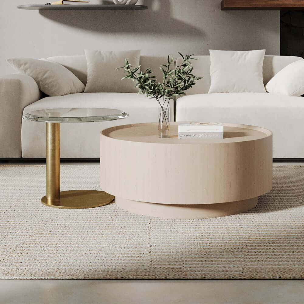 Modern Round Nesting Coffee Tables With Gold Base Main Product Image