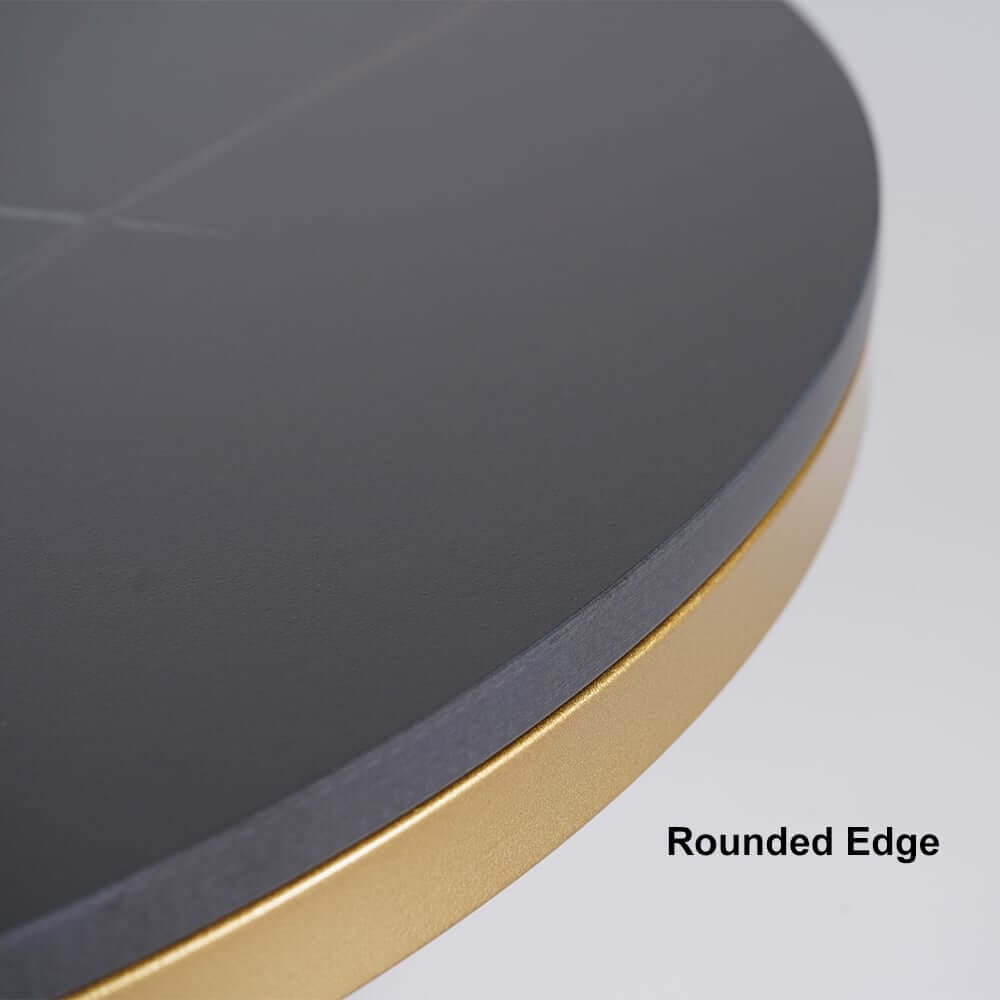 Modern Round Sintered Stone Coffee Table Set, Gold Frame