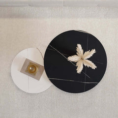 Modern Round Sintered Stone Coffee Table Set, Gold Frame