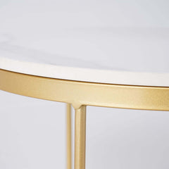 Modern Round Sintered Stone Coffee Table Set, Gold Frame