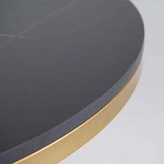 Modern Round Sintered Stone Coffee Table Set, Gold Frame