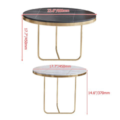 Modern Round Sintered Stone Coffee Table Set, Gold Frame Dimensions