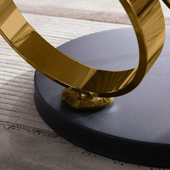 Modern Round Sintered Stone Coffee Table with Rotating Top
