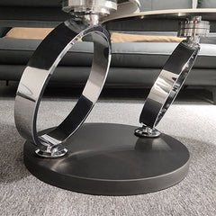 Modern Round Sintered Stone Coffee Table with Rotating Top