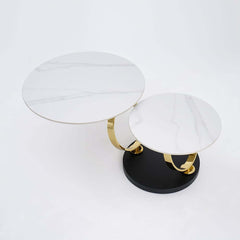 Modern Round Sintered Stone Coffee Table with Rotating Top