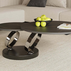 Modern Round Sintered Stone Coffee Table with Rotating Top