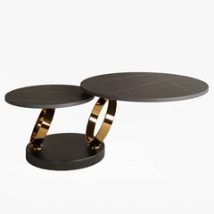 Modern Round Sintered Stone Coffee Table with Rotating Top