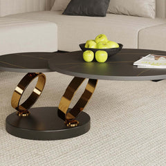 Modern Round Sintered Stone Coffee Table with Rotating Top