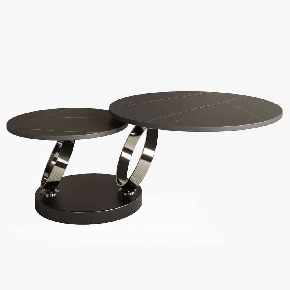 Modern Round Sintered Stone Coffee Table with Rotating Top