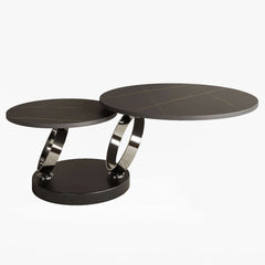 Modern Round Sintered Stone Coffee Table with Rotating Top