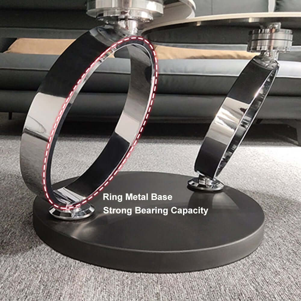 Modern Round Sintered Stone Coffee Table with Rotating Top