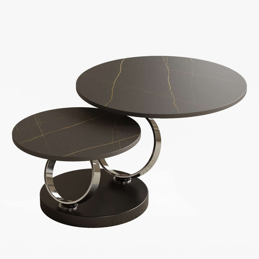 Modern Round Sintered Stone Coffee Table with Rotating Top