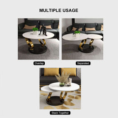 Modern Round Sintered Stone Coffee Table with Rotating Top