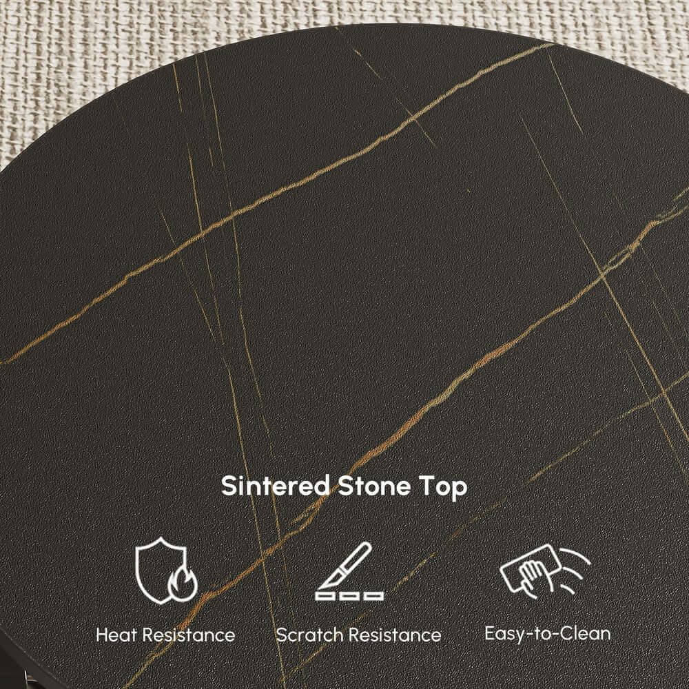 Modern Round Sintered Stone Coffee Table with Rotating Top