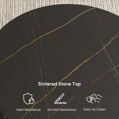 Modern Round Sintered Stone Coffee Table with Rotating Top